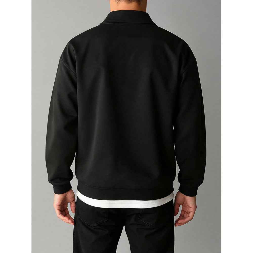 American Retro Solid Color Lapel Sweatshirt Men's Loose Trendy