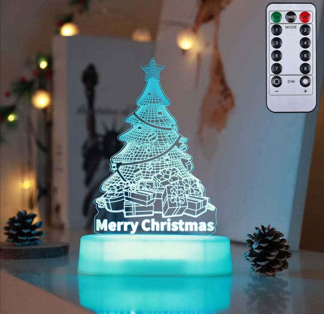 Christmas 3D Acrylic LED Night Light - Decorative Lamp Holiday Gift for Kids & Home - DropOnline.co