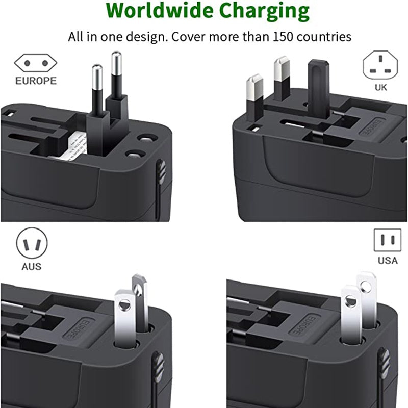 Universal Travel Adapter with USB-C - All-in-One Worldwide Charger