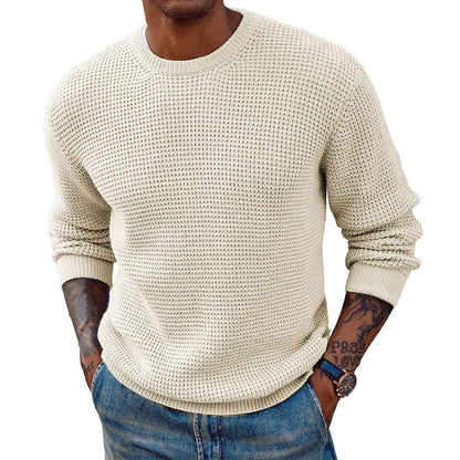 New Solid Color Round Neck Sweater Pullover Men's Clothing