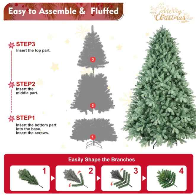 5ft Artificial Blue Green Tint Christmas Tree - Hinged PVC Fireproof Holiday Tree - DropOnline.co