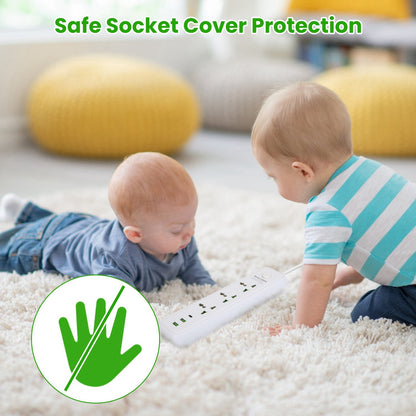 1Pc Power Strip With 6FT Extension Cord 3 AC Outlets And 2 USB A Ports 1 USB C Port 2500W Wall Mount Outlet Extender For Home Office Dorm Travel - DropOnline.co