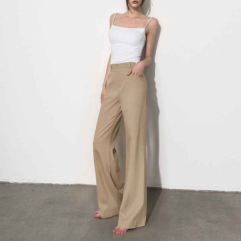 Draping Effect Leisure Horn Mopping Suit Pants