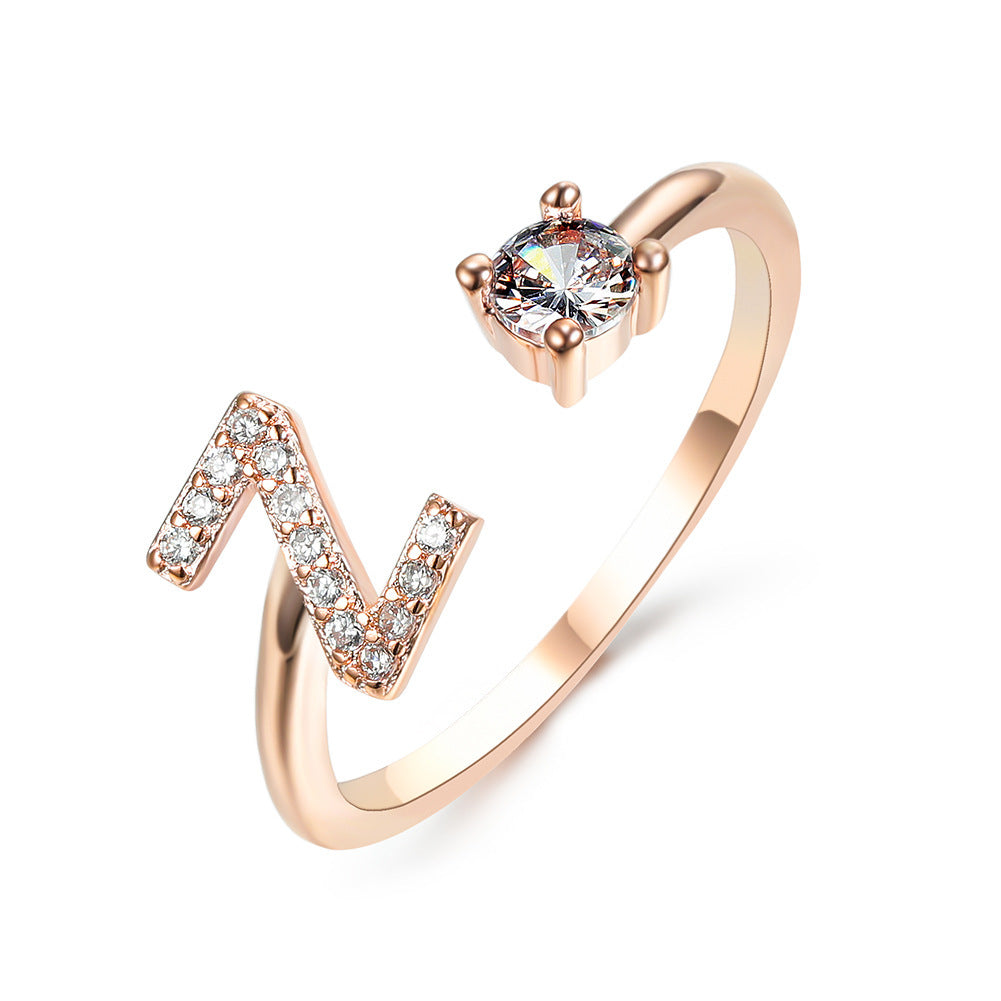 Adjustable Initial Letter Ring - Personalized Alphabet Jewelry