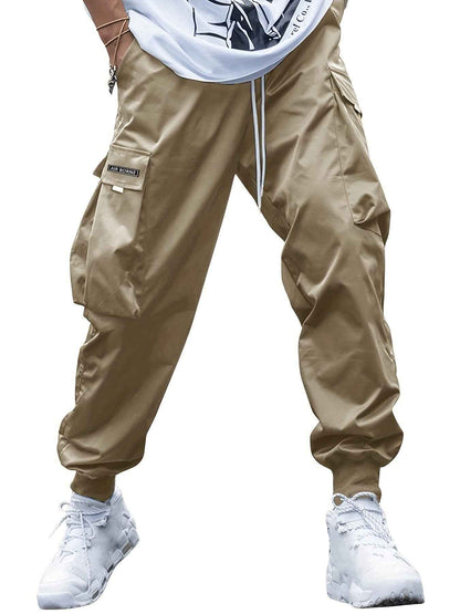 Men's Multi-Pocket Cargo Pants - Hip-Hop Streetwear Drawstring Trousers