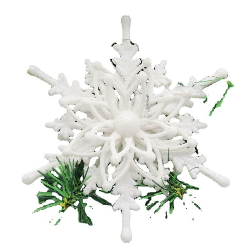 Christmas White Snowflake Pendant - 12cm Plastic Tree Decoration Ornament