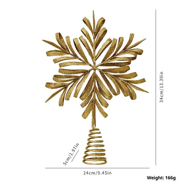 Christmas Metal Star Ornament - Eight Awn Champagne Gold Silver Decoration (25-30cm)
