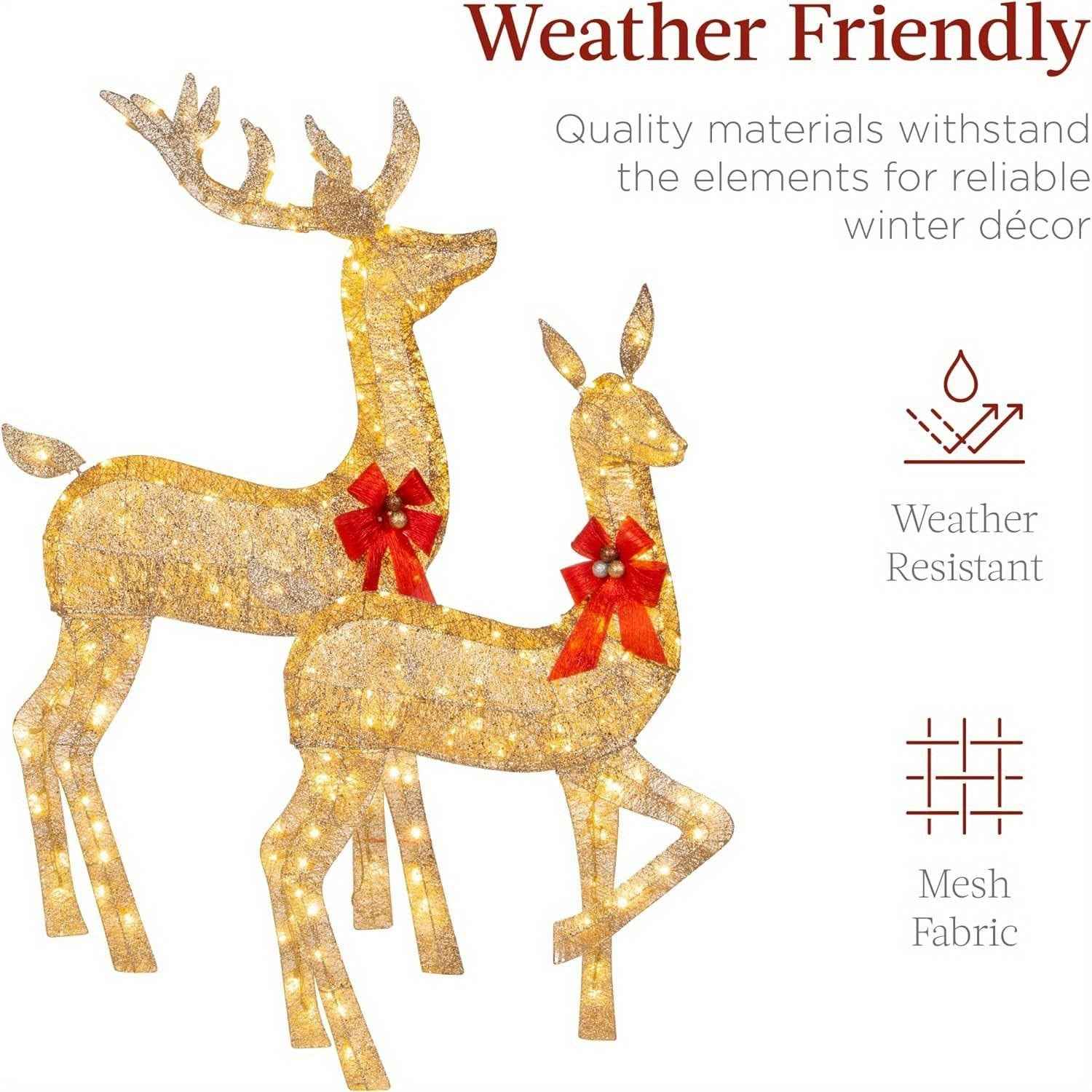 Golden Christmas Reindeer Set - 3-Piece Holiday Decoration