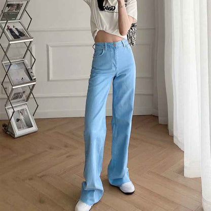 Women's High Waist Colorful Jeans Loose Slimming Wide Leg Pants