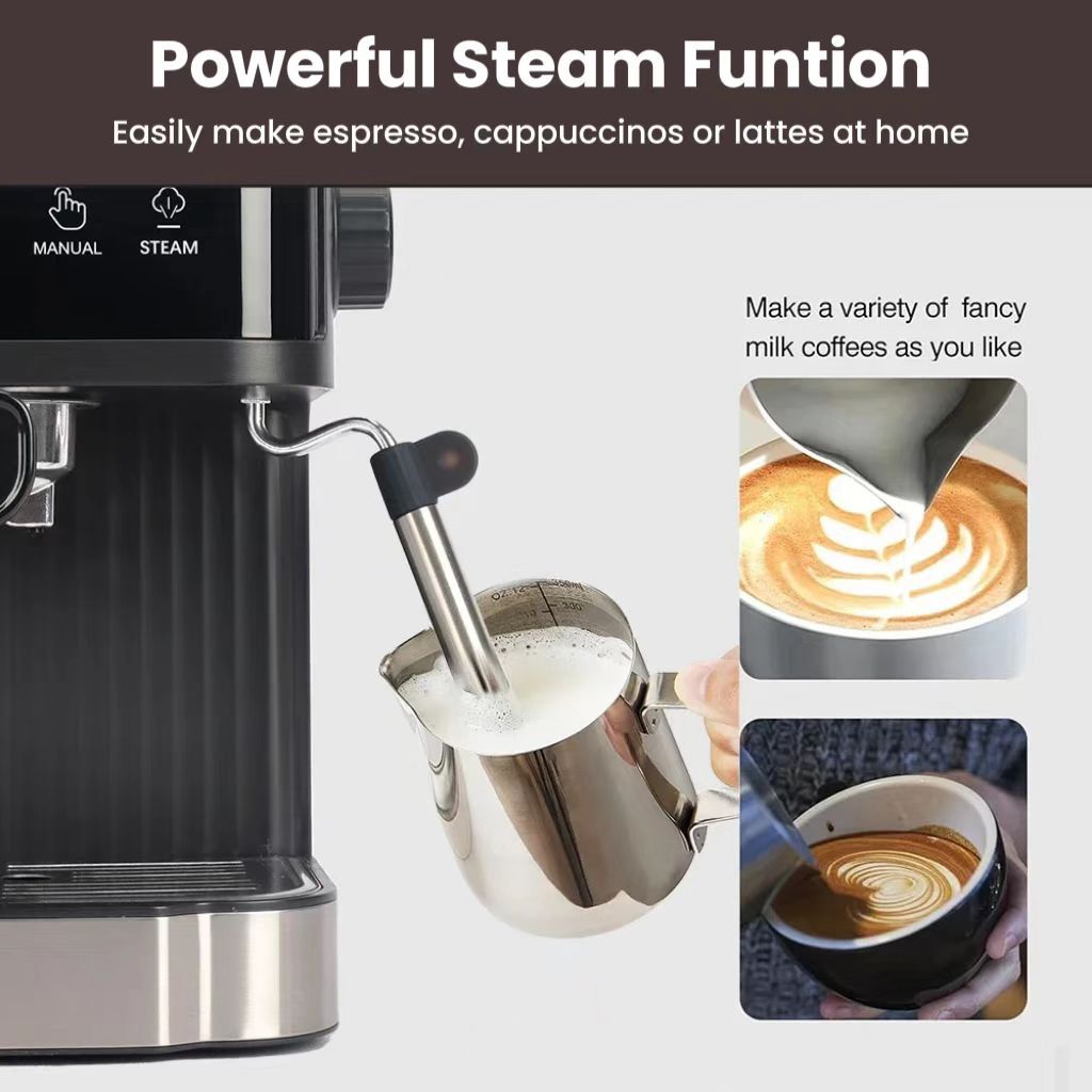 Italian Semi-Automatic Espresso Machine - Compact Home Coffee Maker