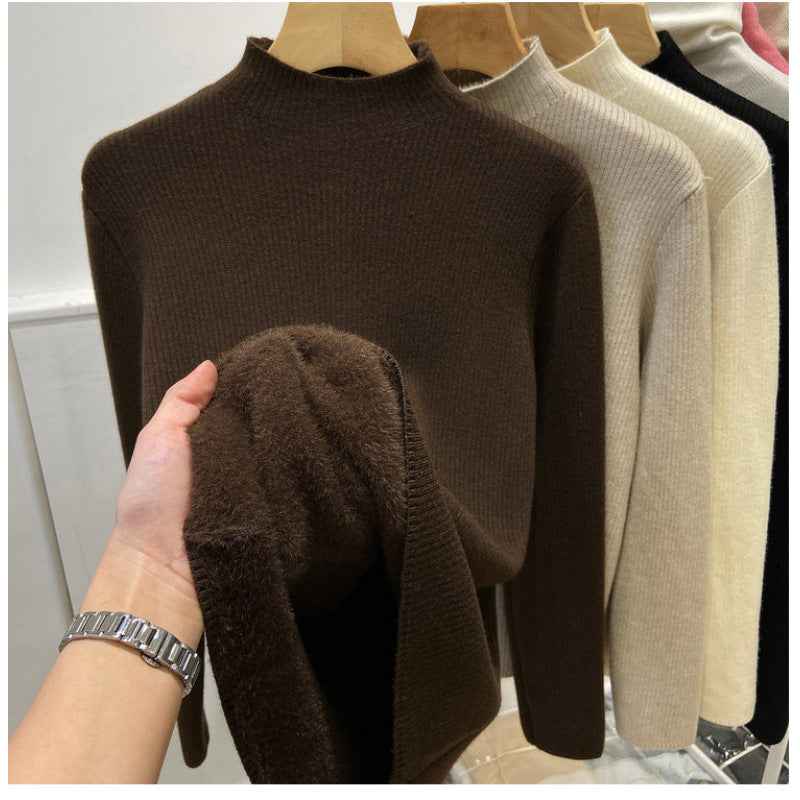 Women's Fashion Semi-Turtle Neck Knitted Sweater