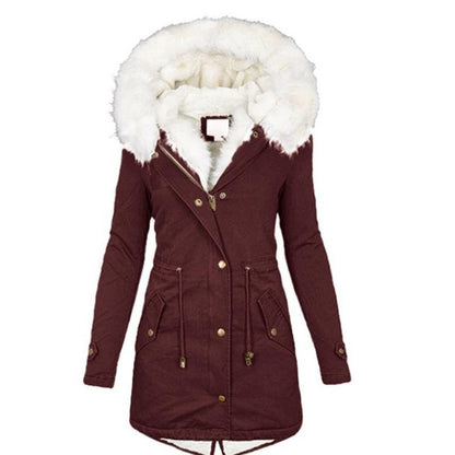 Women's cotton padded jacket with white collar - DropOnline.co
