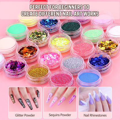 Acrylic Nail Kit With Drill, 4 Colors Gel Polish And UV Light Nail Kit, Birthday Gifts For Women, Valentines Day Gifts For Girl, Professional Nails Kit Acrylic Set With Everything For Beginners - DropOnline.co