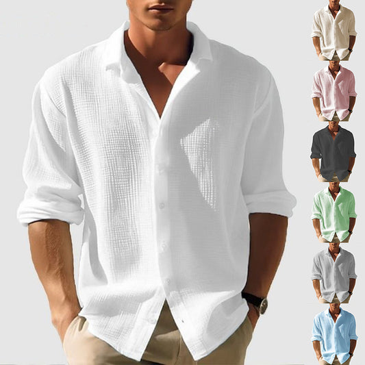 Men's Professional Business Shirt - Long Sleeve Single Breasted
