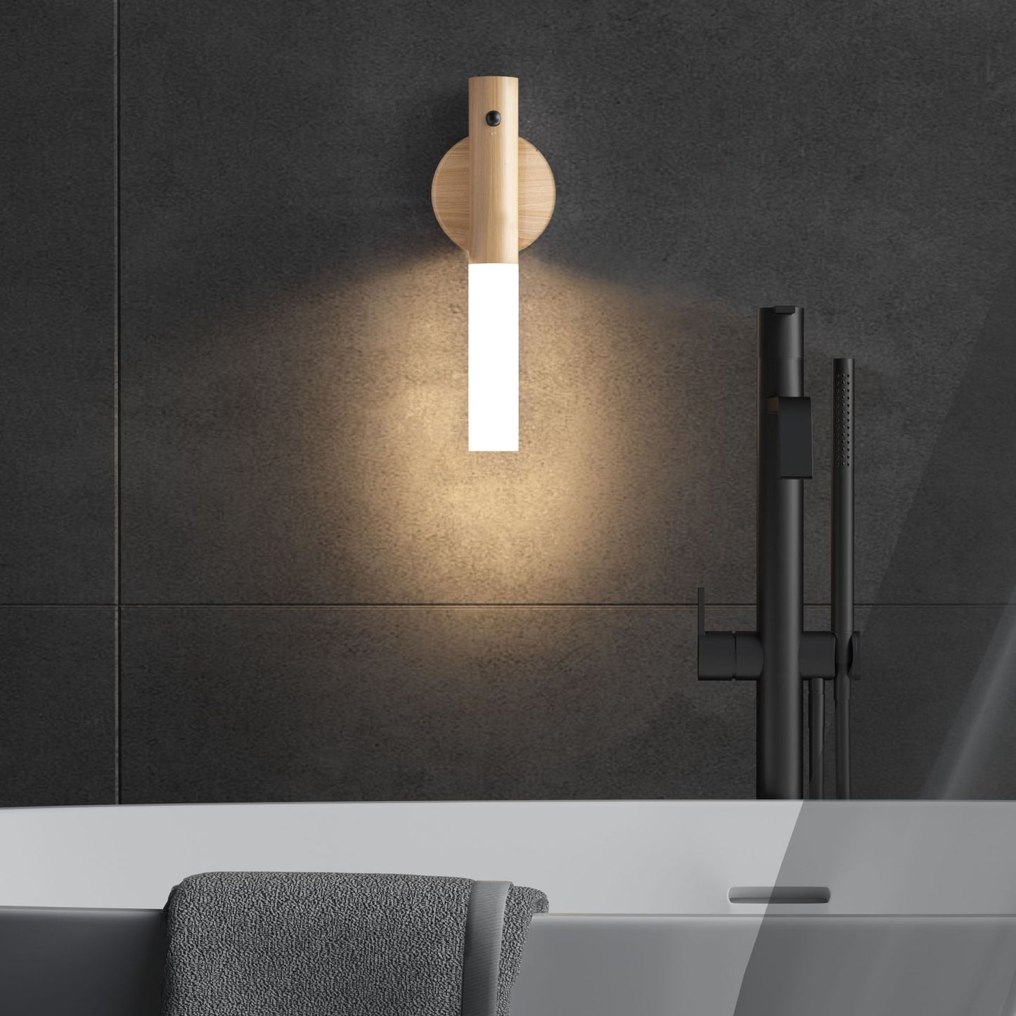 Solid Wood Motion Sensing Night Light - USB Rechargeable