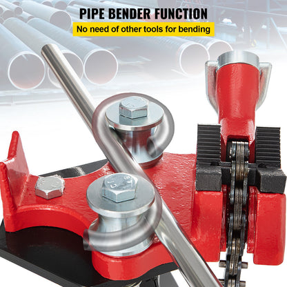 Tripod Pipe Chain Vise, 1-8 -5  Pipe Capacity, 36.4in Length Chain Vise Stand With Portable Folding Steel Legs, For Grabbing, Supporting And Bending Pipes In Factory, Workshop And Home