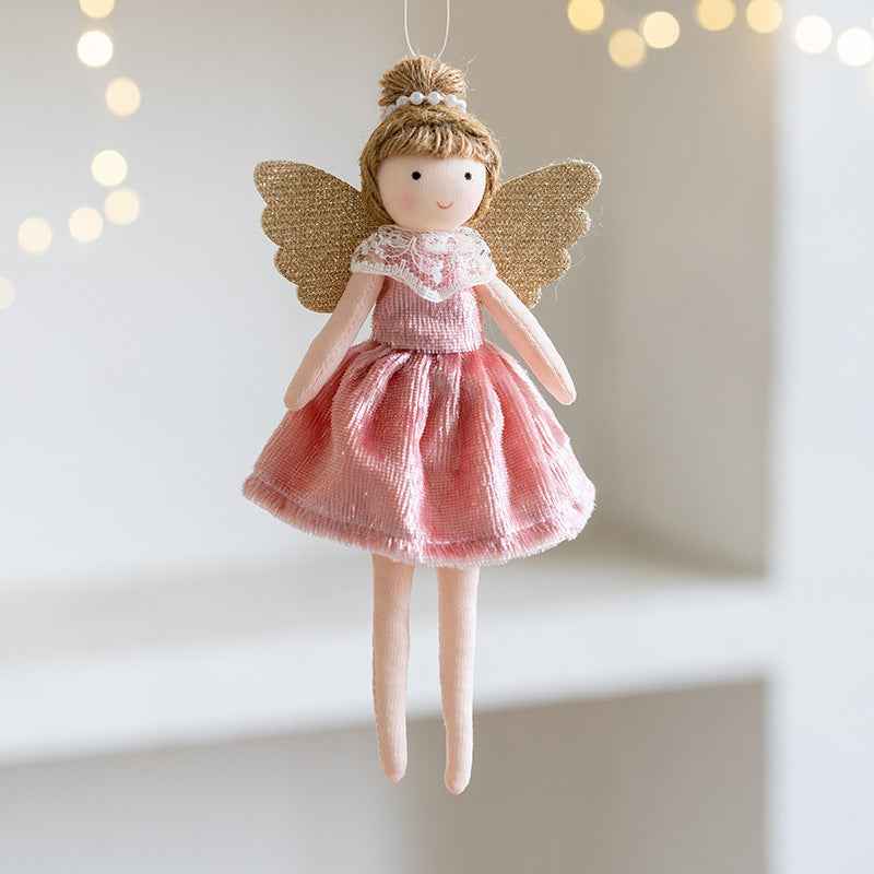 Christmas Flannel Angel Girl Pendant - High-Grade Ankle-Tied Ornament Decoration - DropOnline.co