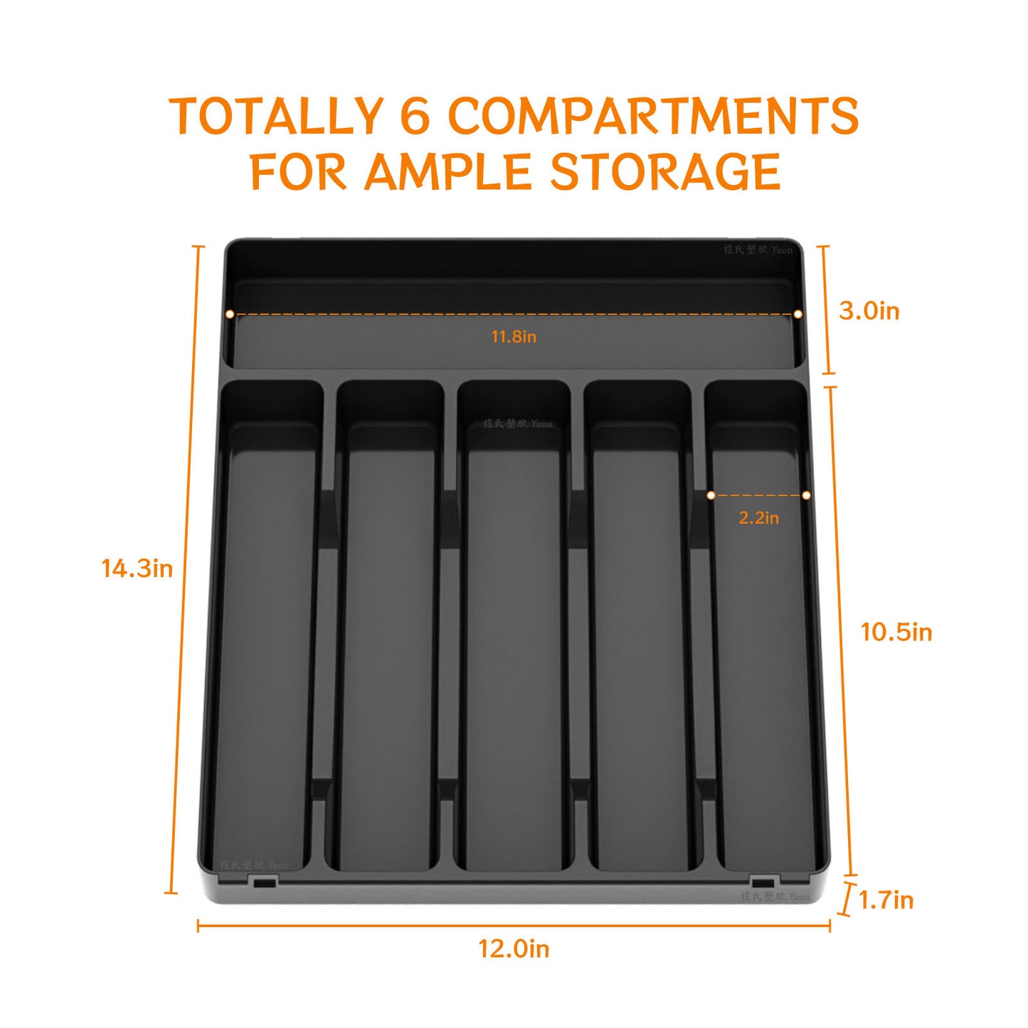 Multi-Compartment Plastic Storage Box - 6-Grid Organizer Container
