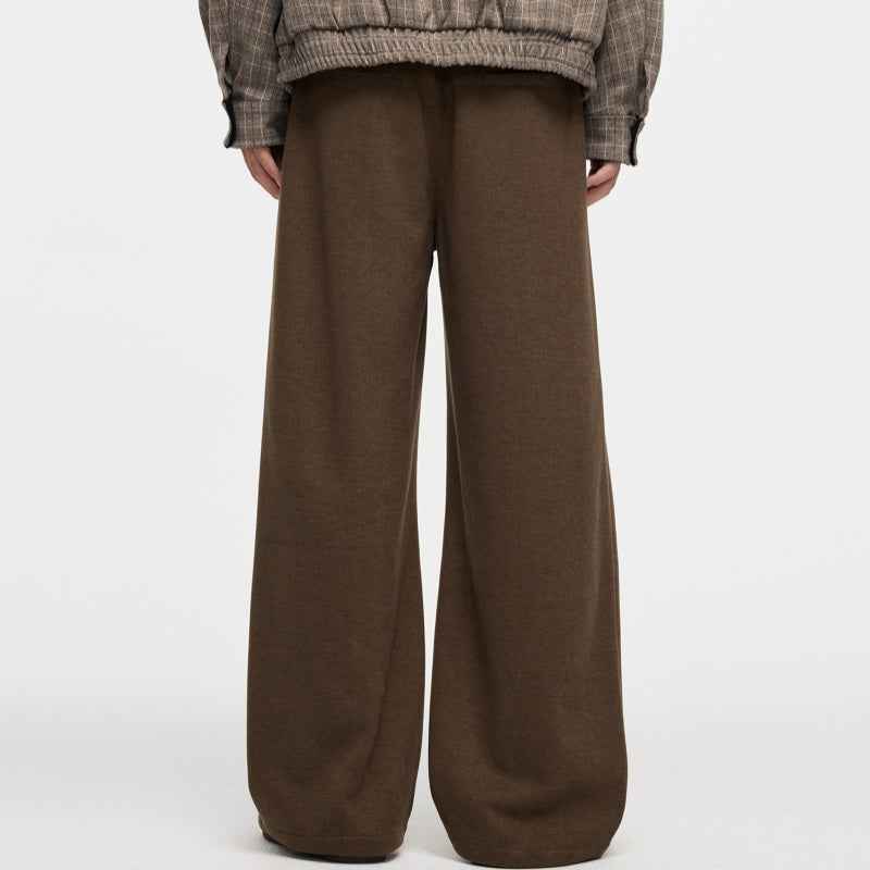 Men's Straight Fleece-lined Casual Wool Trousers
