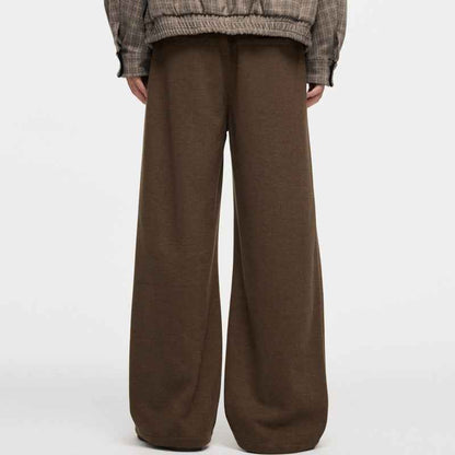 Men's Straight Fleece-lined Casual Wool Trousers