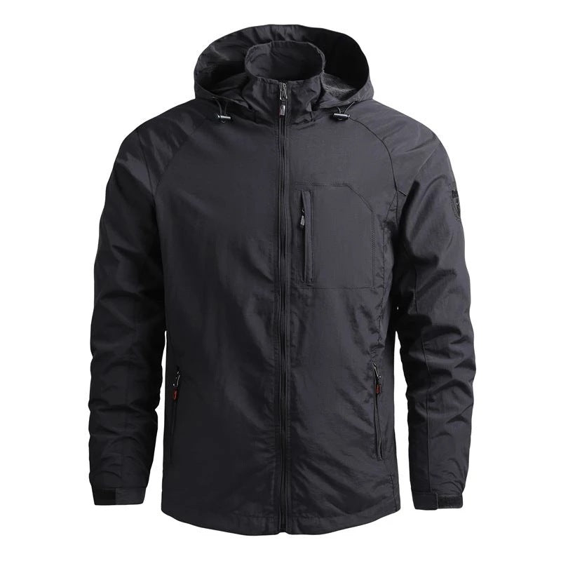 Men's Fashion Solid Color Single Outdoor Jacket - Casual Windproof Outerwear