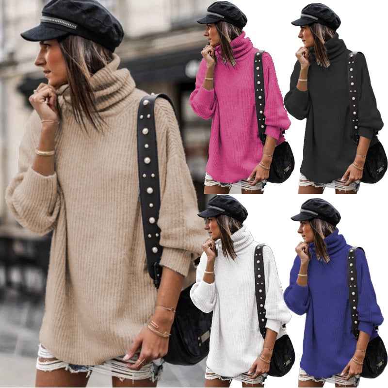 European And American Pullover Mid-length Women's Sweater Dress