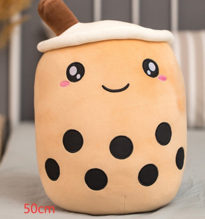 Boba Tea Plush Toy - Cute Strawberry Milk Tea Stuffed Animal Pillow Cushion for Kids - DropOnline.co