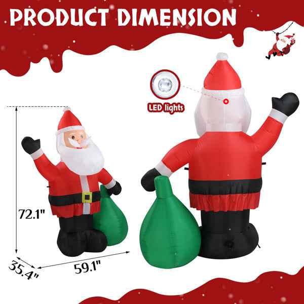 6ft Gift Santa Claus - 4 LED Lights Christmas Inflatable Decoration - DropOnline.co