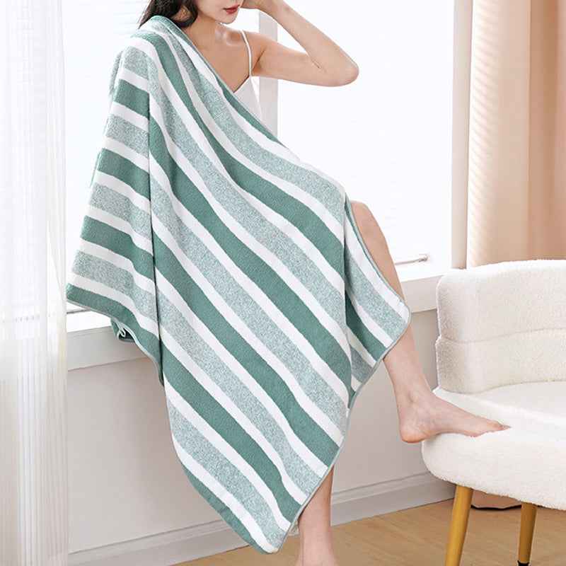 Wide And Narrow Striped Towel Set Coral Fleece Bath Towel