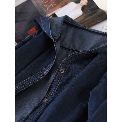 Long Sleeve Solid Color Hooded Large Pocket Casual All-matching Tops