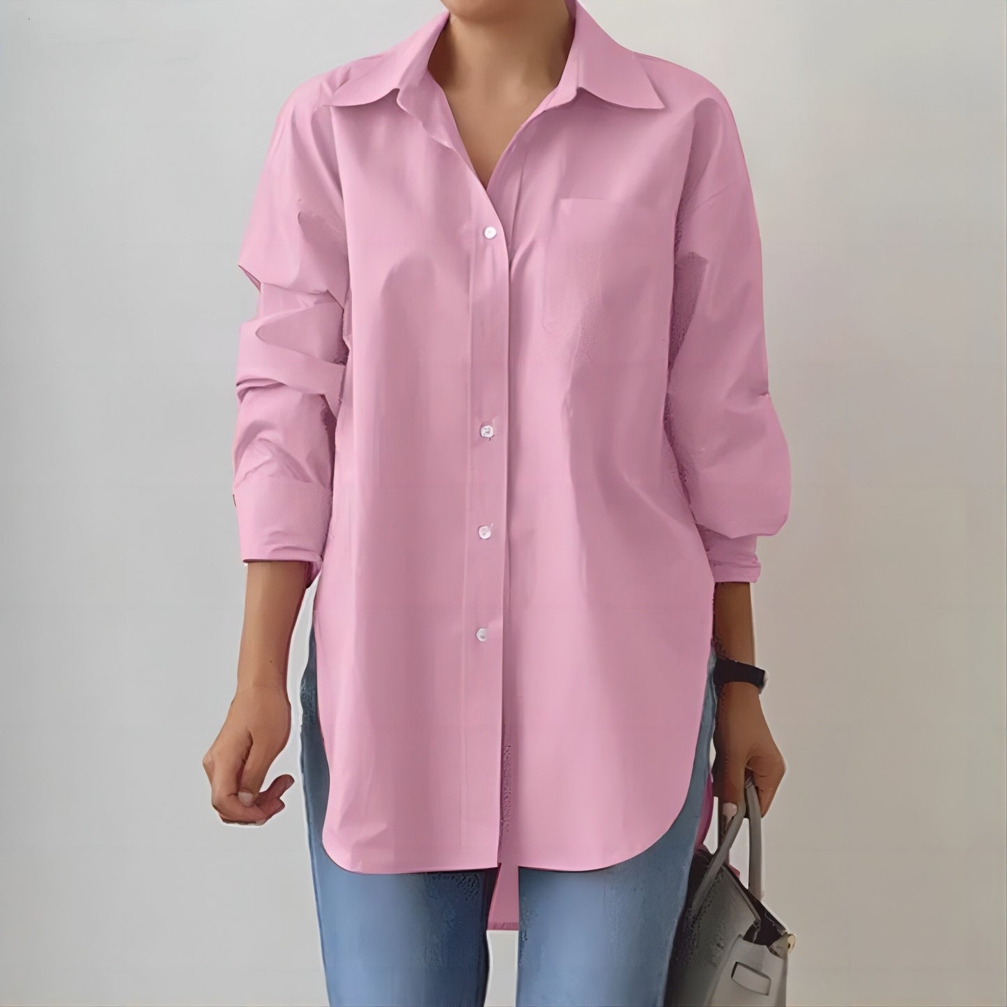 Collared long-sleeved shirt