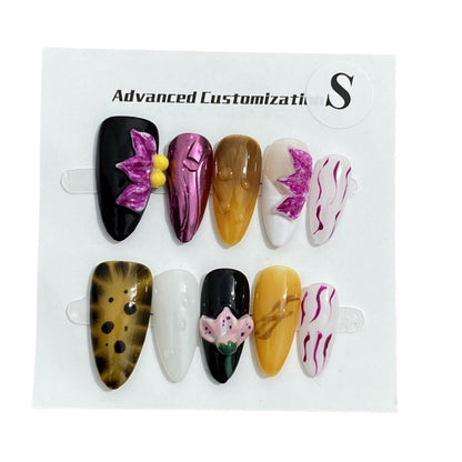 Three-dimensional Carved White High-grade Mid-length Manicure Wear Nail - DropOnline.co