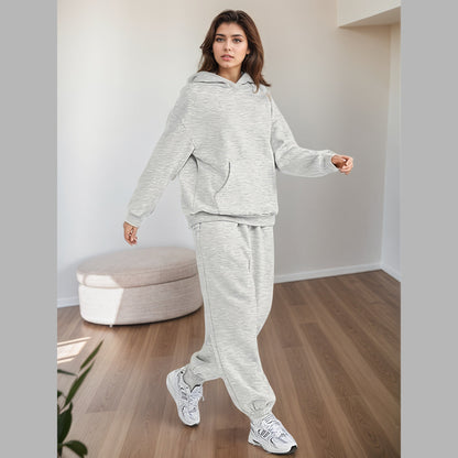 2025 Large Size New 2 Piece Outfits Lounge Hoodie Sweatsuit Sets Oversized Sweatshirt Baggy Fall Fashion Sweatpants With Pockets - DropOnline.co