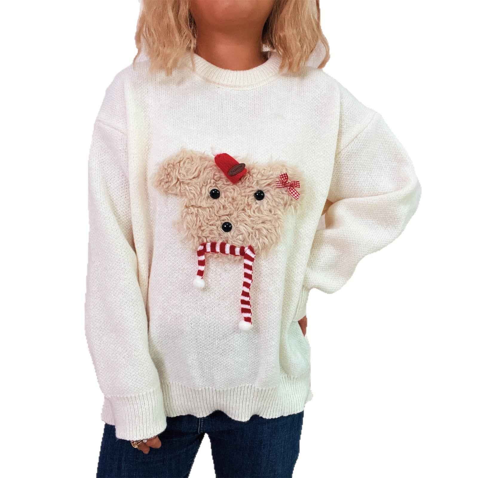 Women's Casual Round Neck Patchwork Casual Warm Sweater