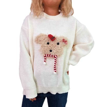 Women's Casual Round Neck Patchwork Casual Warm Sweater