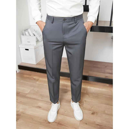 New Men's Straight High-waisted Black Casual Pants