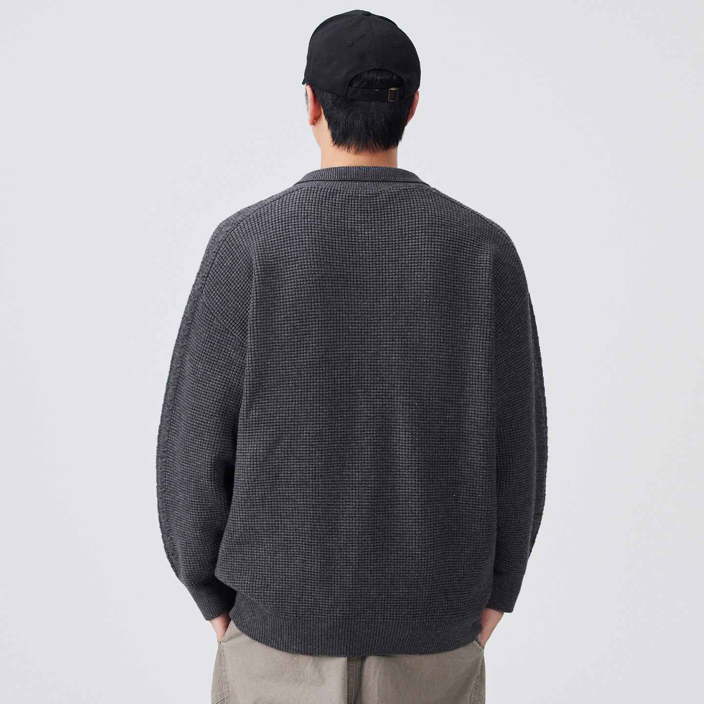 Half-collar High-end Lapel Men's Solid Color Versatile Sweater