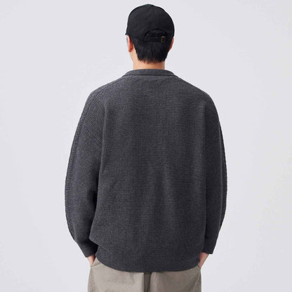 Half-collar High-end Lapel Men's Solid Color Versatile Sweater