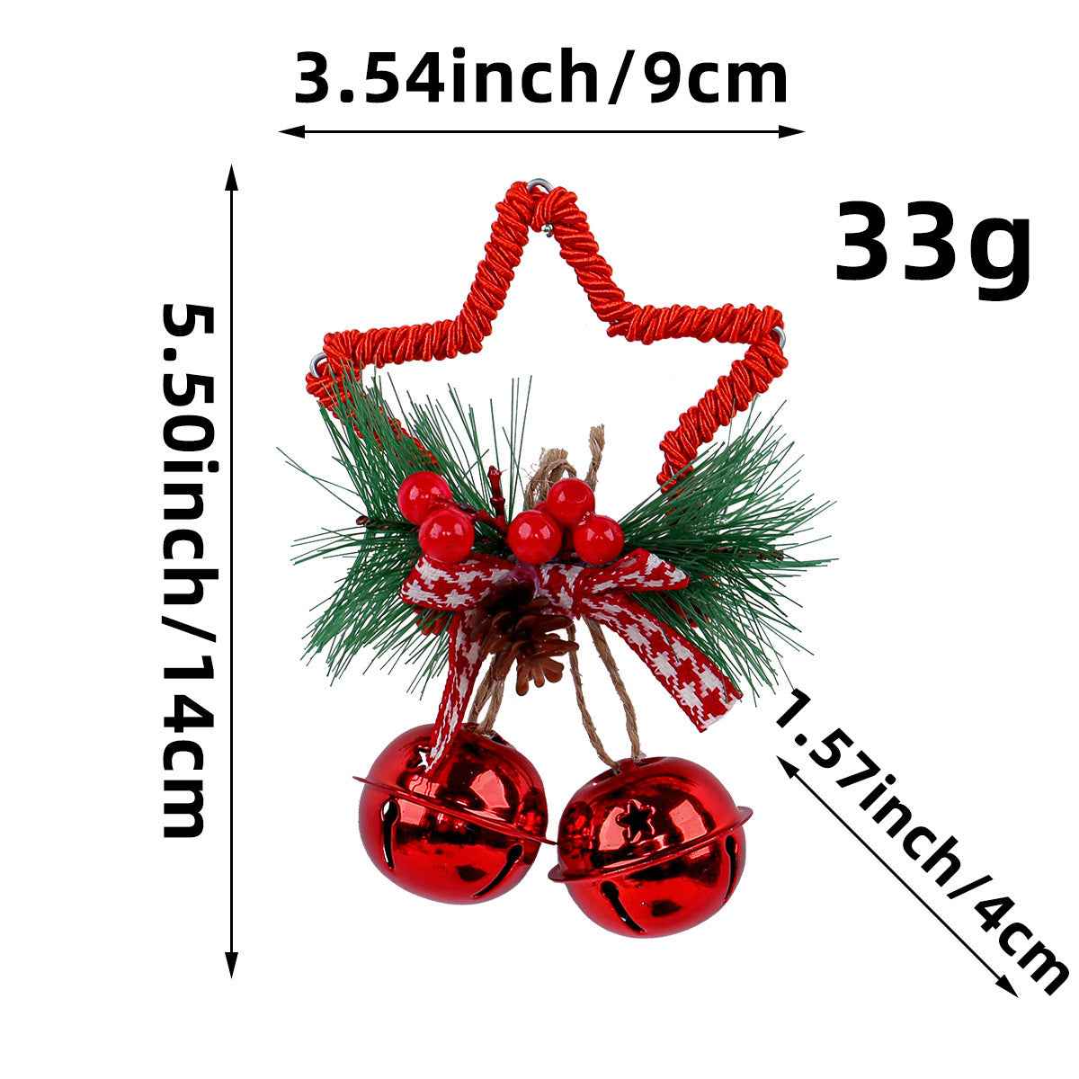 Christmas Five-Pointed Star Bell Pendant - Festive Accessories Ornament (3 Colors) - DropOnline.co