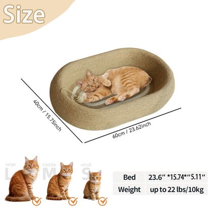 Large Space Sisal Cat Scratching Board Cat Bed, One-piece Enlarged And Widened Wear-resistant And Non-chipping Cat Scratching Basin With Cat Ball Toy, Concave Design Cat Bed For Scratching And Sleepin - DropOnline.co