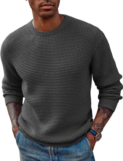 New Solid Color Round Neck Sweater Pullover Men's Clothing
