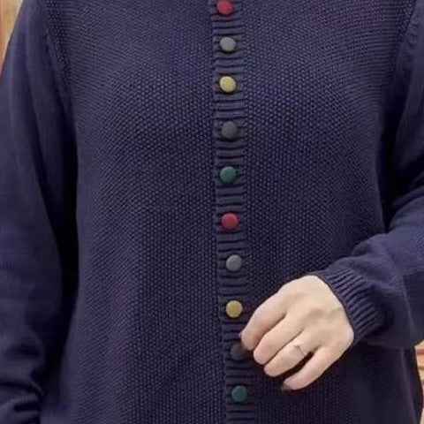 Retro Artistic Coat With Color Buttons Is Loose And Casual