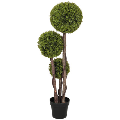 45.3 Artificial Ball Boxwood Topiary Tree Fake Plant In Pot For Indoor Outdoor Living Room Decoration Light Green - DropOnline.co