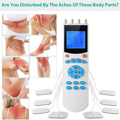 1Pc Tens Unit Machine Impulse Massager 10 Modes Pain Relief Body Massager Machine Muscle Stimulator With 4 Outputs And 8 Electrode Pads For Relief Relaxing Fitness - DropOnline.co