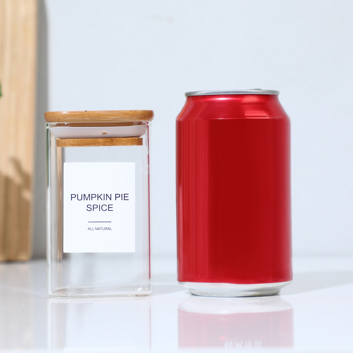 Square Spice Jars Set - 12 Piece with 72 Labels for Coffee, Tea & Kitchen Seasonings