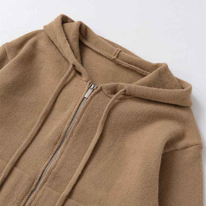 Women's Zipper Knit Hooded Sweatshirt