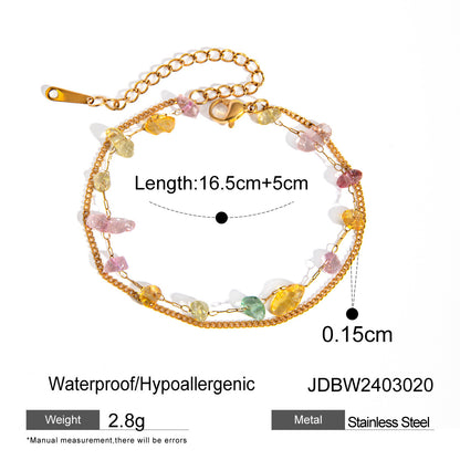 Fashion 18K Gold Stainless Steel Color Broken Stone Chain Ring - DropOnline.co