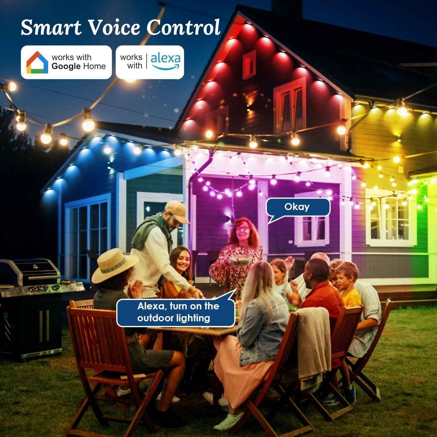 101FT Permanent Outdoor Lights - 72Pcs RGB Beads IP67 Waterproof Smart Eave Light - DropOnline.co