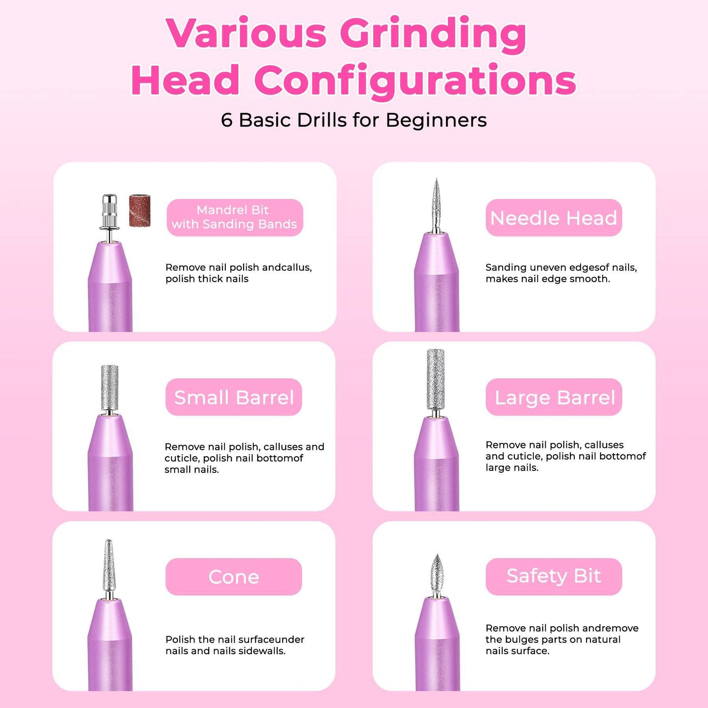 Professional Portable Electric Nail Drill,Manicure Pedicure With Nail Drill Bits