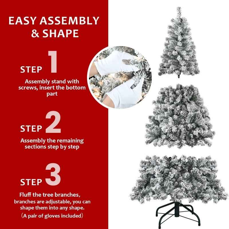 PVC Christmas Tree with Lights - Pre-Lit Holiday Decoration